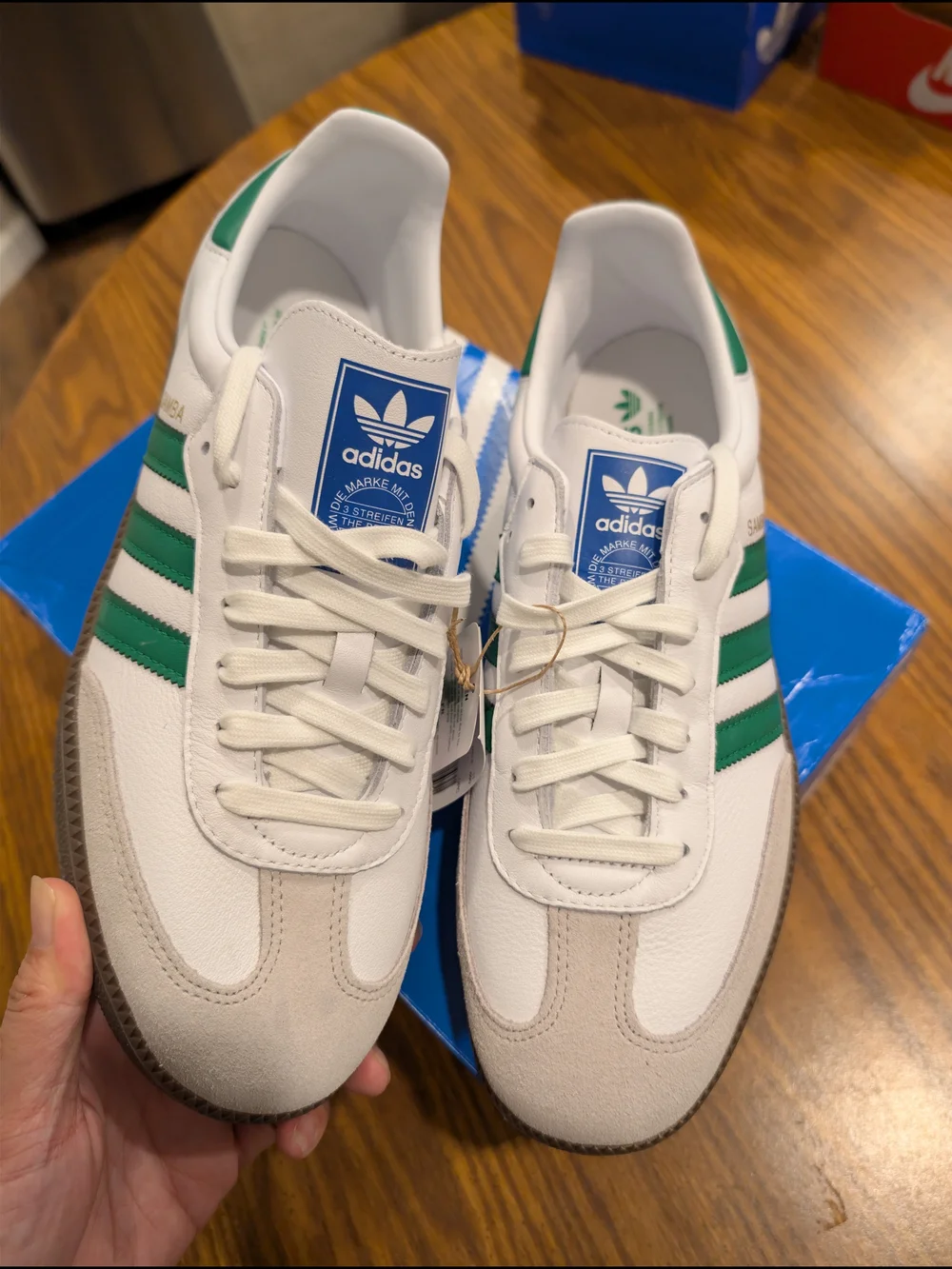 Adidas Samba OG White with Green Stripes
